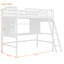 Lit mezzanine simple en bois massif avec bureau et bibliothèque-692082385-746551234