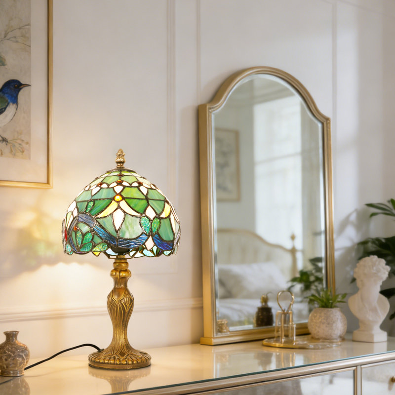 Lampe de table 1 lumière en verre coloré de style Tiffany 1 lumière, 14,7 pouces
