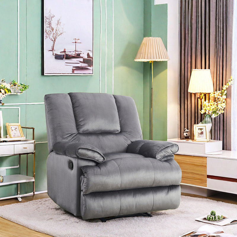 Fauteuil inclinable pivotant rembourré Noletta, Gris