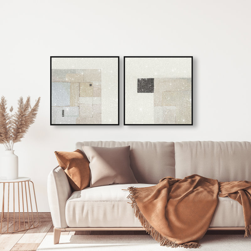 Soft Roughness Set Canvas Abstract Print by Oliver Gal, Black Frame, 12 x 12, 25"H x 25"W, Black Floater Frame