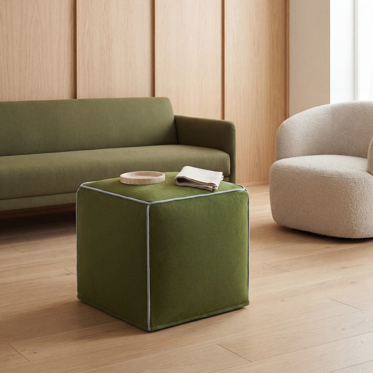 Ackerly 20" Pouffe, Green/Blue