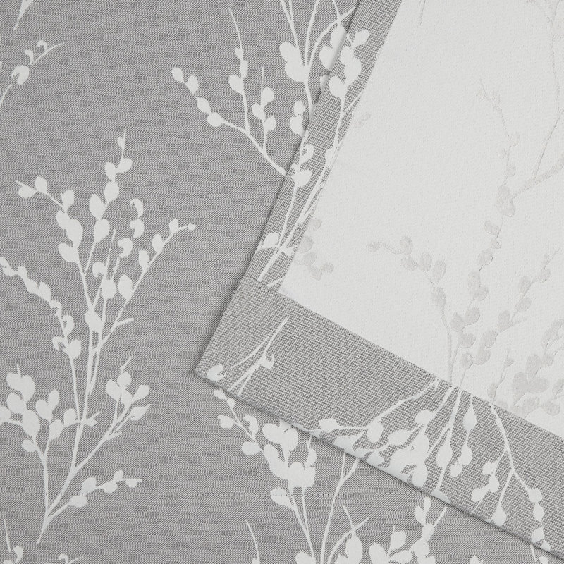 Nicole Miller Turion Floral Room Darkening Blackout Grommet Top Curtain Panel Pair, 52" W x 84" L, Ash Gray