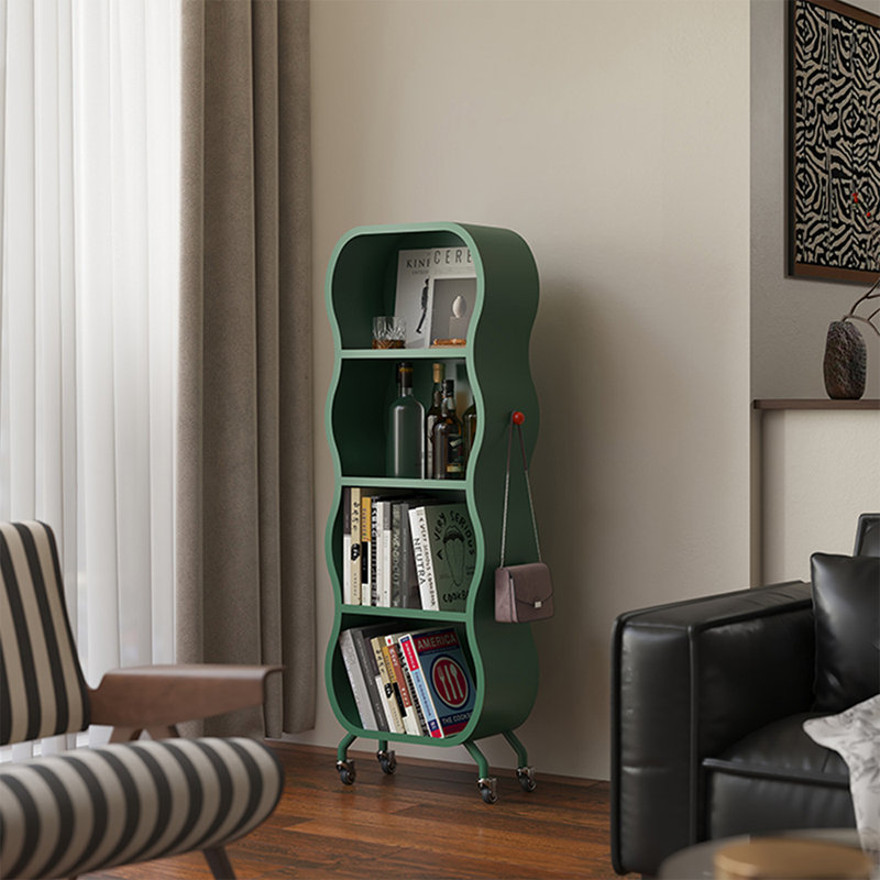 Green Modern Cold-rolled steel rotating bookshelf, Green