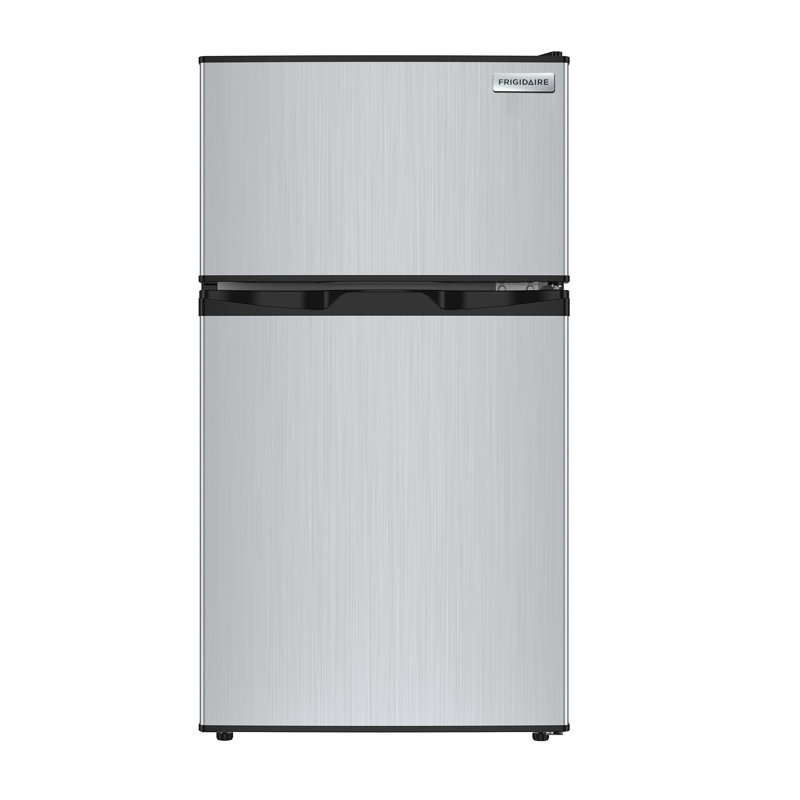 Compact Stainless Steel Mini Fridge with Top Freezer