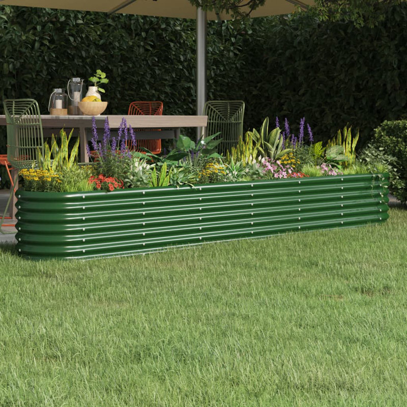 Garden Raised Bed Powder-coated Steel, Green, 36cm H x 260cm W x 40cm D
