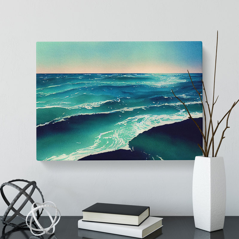 Watercolour Ocean Vol.4 - Wrapped Canvas Painting, 35cm H x 50cm W x 3cm D