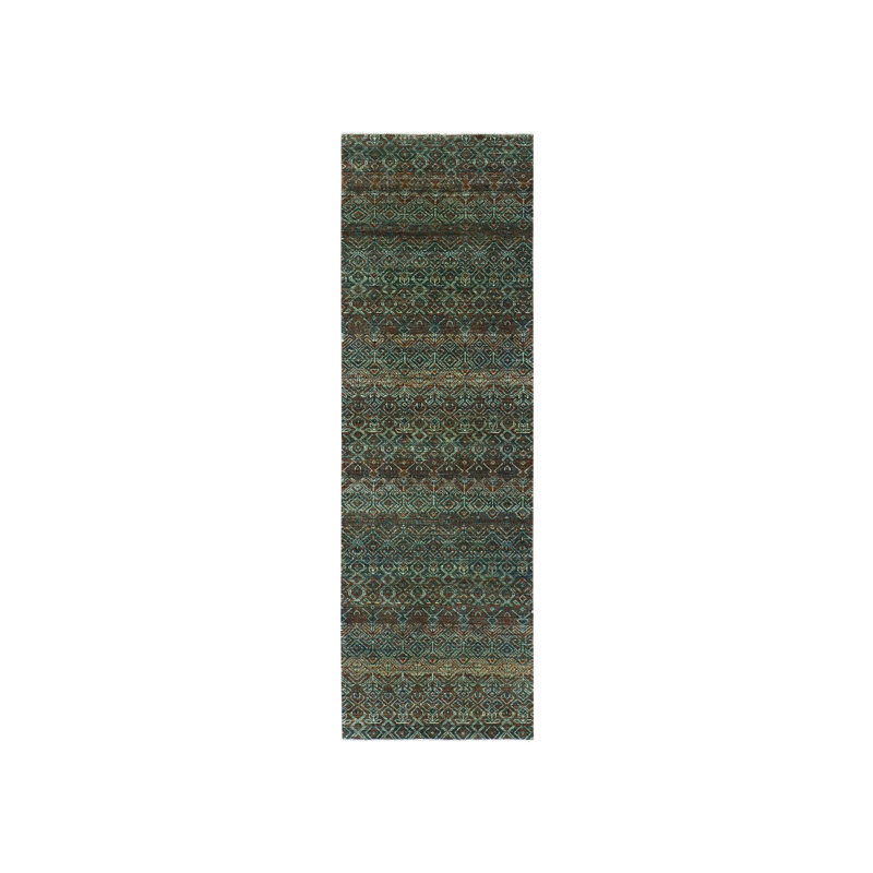 Tapis de couloir 100% laine brun noué à la main 2 pi 6 po x 8 pi Kohinoor Herrita