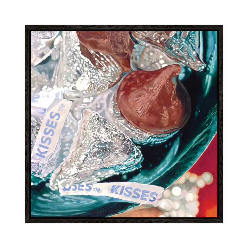Big Kisses by Andrea Alvin - Print on Canvas, Black Framed, 66.04 cm H x 66.04 cm W