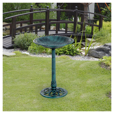 Baignoire pour oiseaux en résine avec piédestal 28 po Outsunny Outsunny, vert