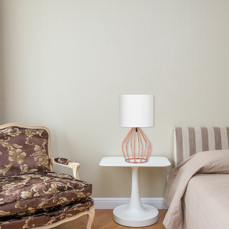 Cab Metal Table Lamp, White, Rose Gold