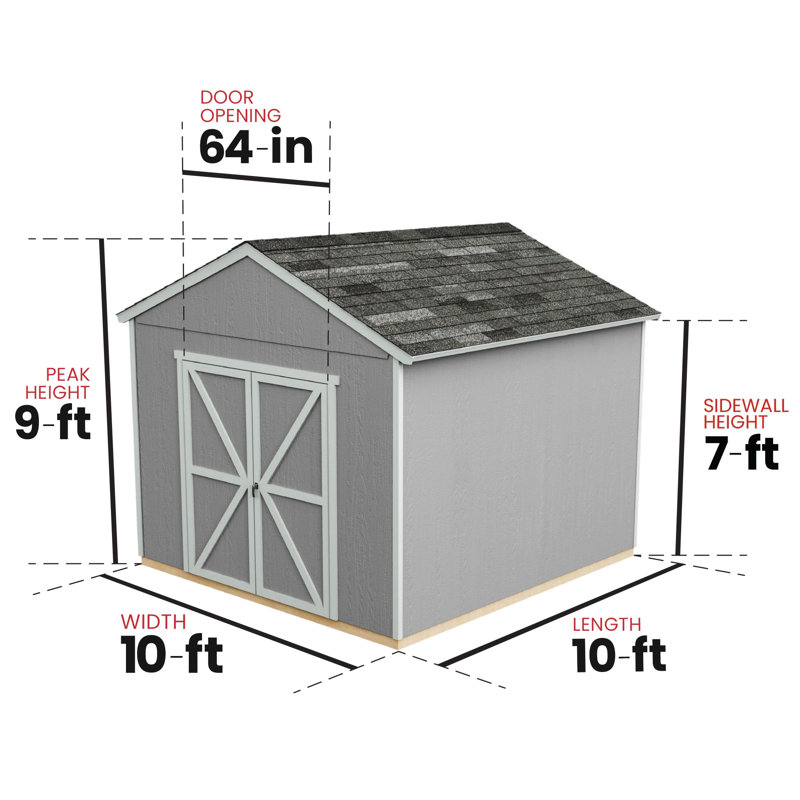10' x 10' Brown Pine Wood Storage Shed Kit with Windows