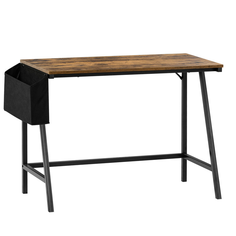 Kernberry Metal Base Computer Desk, Dark Wood