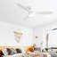 52 Inch Indoor Outdoor Ceiling Fan Solid Wood Fan Blade Noiseless Reversible Motor Remote Control With Light