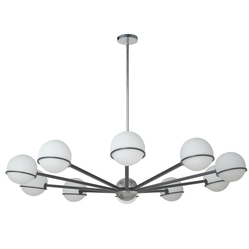 Lustre halogène 10 lumières Sofia, Noir mat