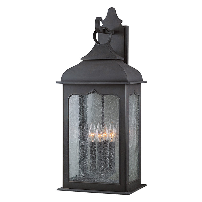Lanterne murale d'extérieur en fer Henry Street Colonial, H 26,75 po x l 11 po, Verre transparent