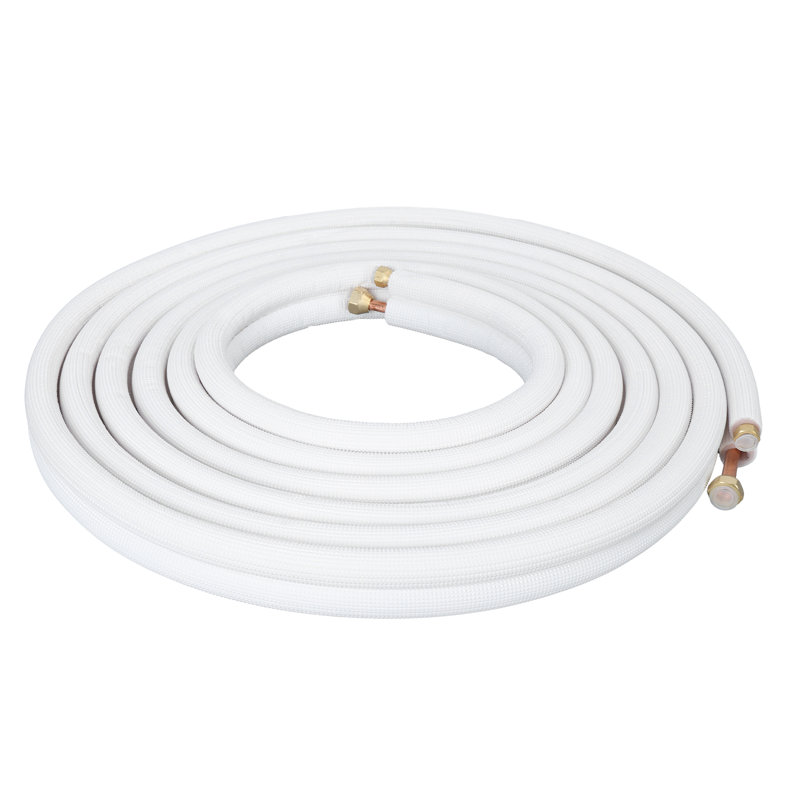 Ensemble de 25 lignes mini pour séparateur de climatiseur à fréquence fixe 1,5-2P, tuyau de climatisation avec écrous évasés, tuyau de CVAC à ressorts hélicoïdaux en polyuréthane épaissie de 1/4 po et 1/2 po de diamètre extérieur
