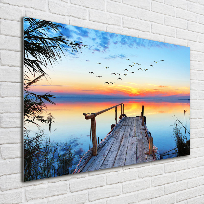 Pier At The Lake - No Frame Print on Glass