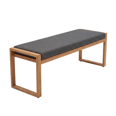 Astin Steel Outdoor Bench With Wood-grain Finish & Weather-resistant Cushion