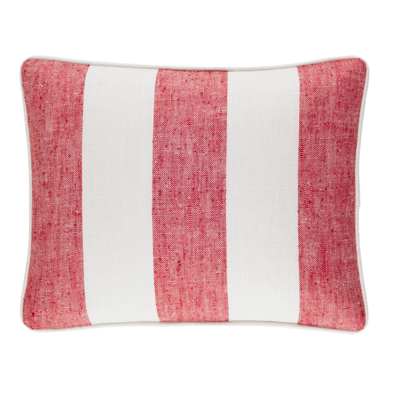 Awning Polyester Indoor/Outdoor Pillow Cover, Rectangle 16"H x 20"W, Red Striped