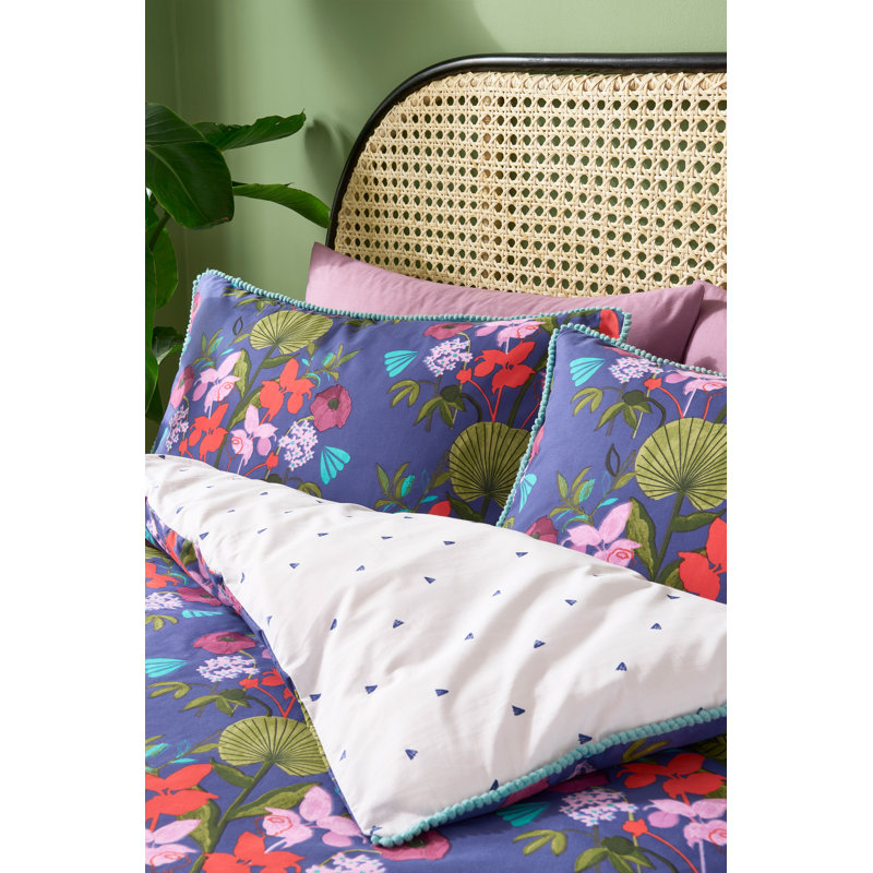 Christofer Cotton Blend Floral Duvet Cover Set with Pillowcases, Double