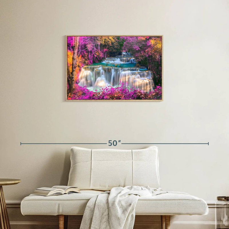 Chutes d'eau, Cadre flottant en bois naturel, 31 po x 21 po