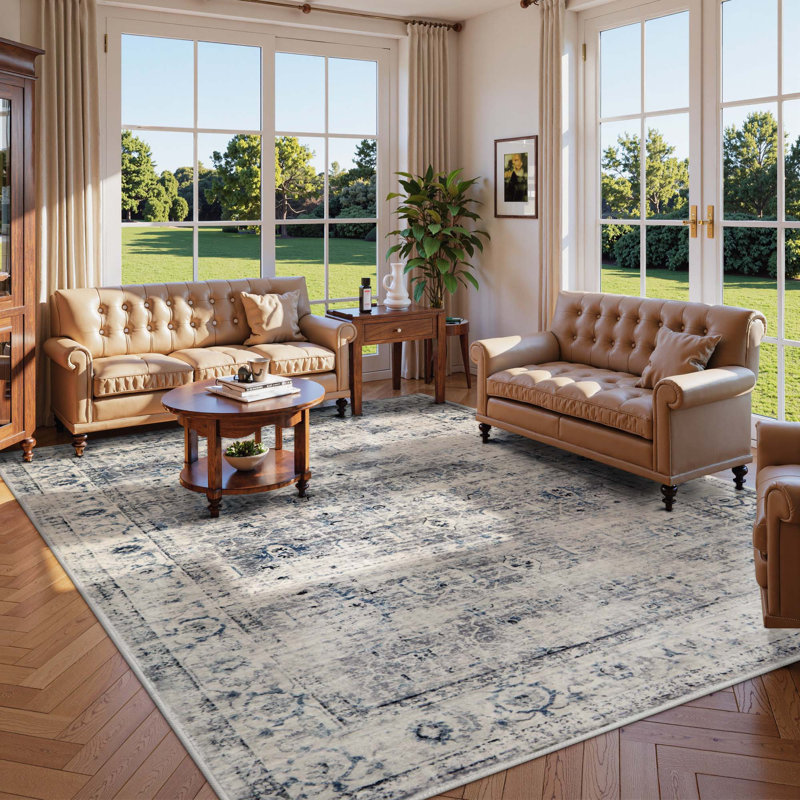 Clotilde Vintage Machine Washable Area Rugs Perfect for Living Room, Dining Room, Bedroom, Rectangle 8' x 10'