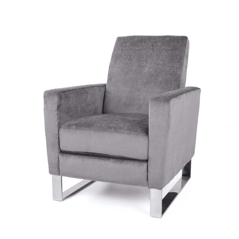 Arvin Push Back Recliner With High Metal Legs For Modern Comfort And Style, Gray