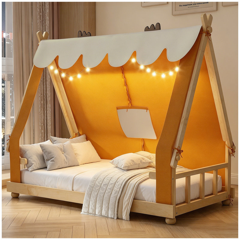 Lit simple avec tente et lumière, blanc, Twin, Green
