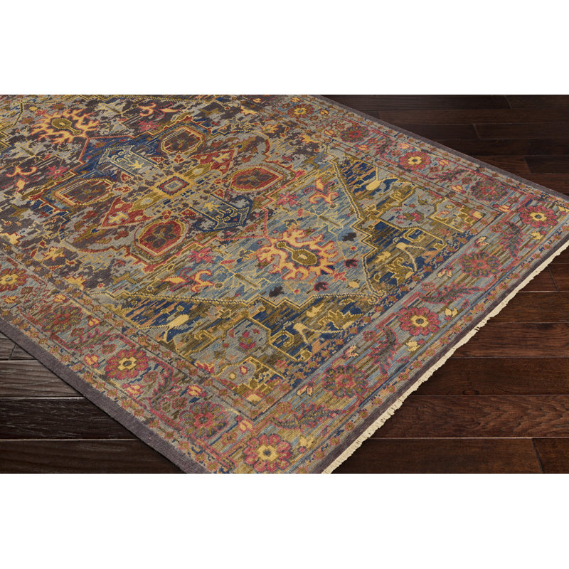 Achna Hand Knotted Wool Oriental Area Rug, Rectangle 10' x 14'