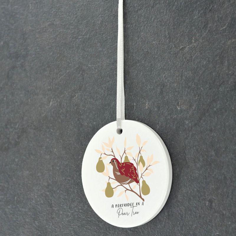 Sanson Partridge In A Pear Tree Circle Shaped Ceramic Ornament
