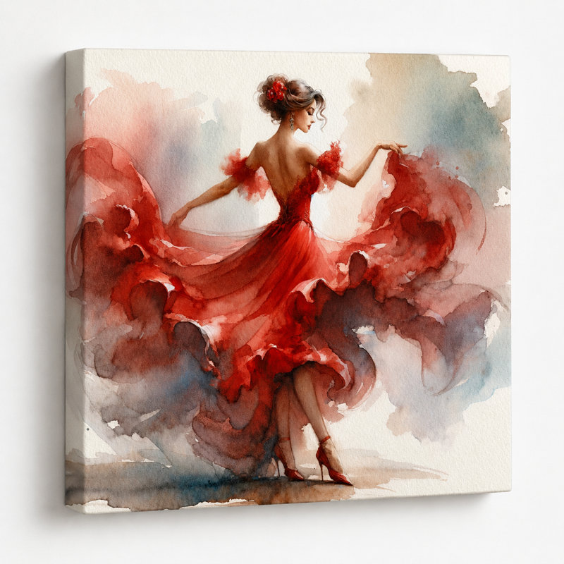 Flamenco Passion Dancer In Motion sur impression sur toile, H 20 po x l 20 po x P 1,5 po