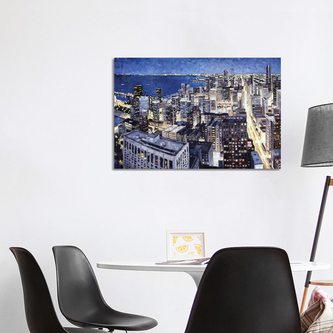 Chicago From The Hancock At Night by Roger Disney - Wrapped Canvas Gallery-Wrapped Canvas Giclée