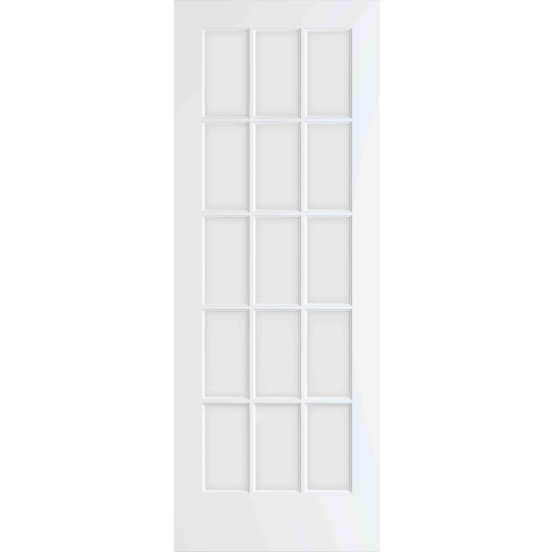 Porte française en verre transparent 15-Lite, 30 po x 80 po, Blanc