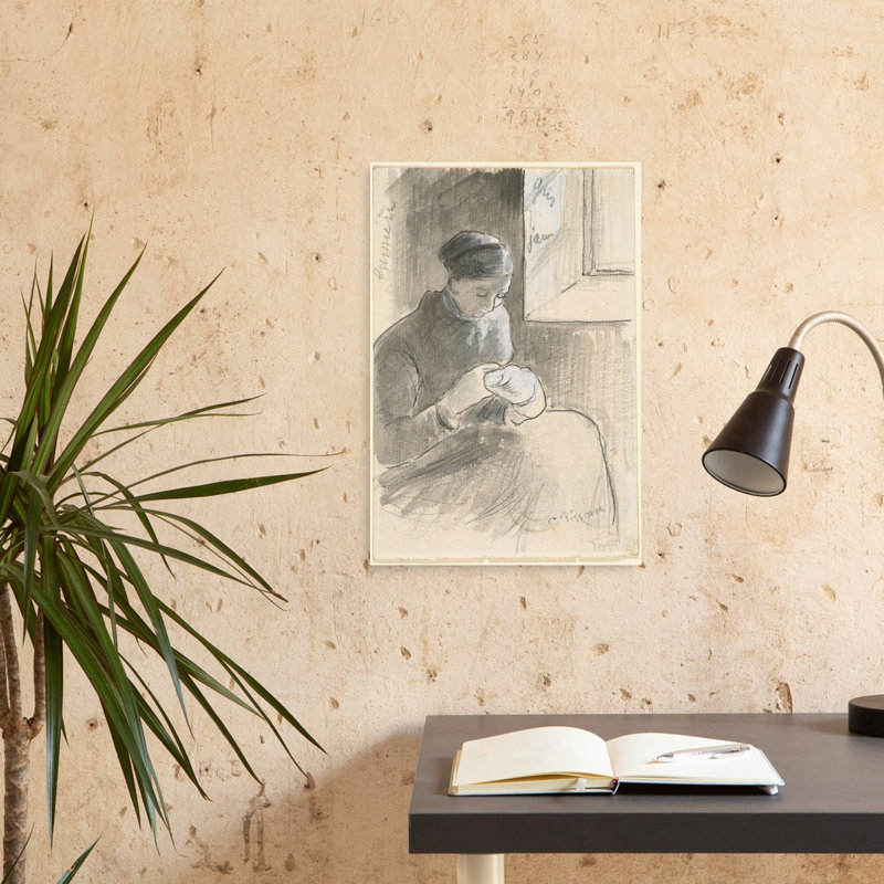 The Mender, C.1881 Abstract Contemporary Wall Art Print by Camille Pissarro - 1 Piece Wrapped Canvas Wall Art