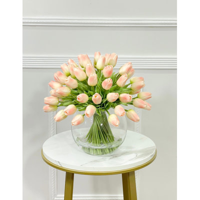 Très grand arrangement tulipe rose pêche 60