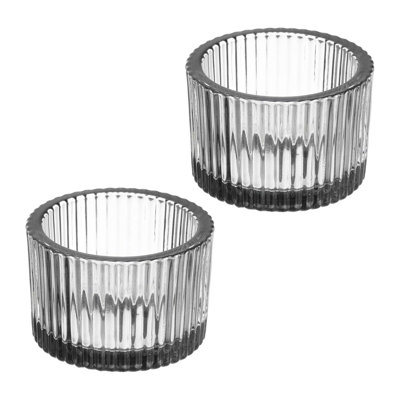 Ensemble de 2 bougeoirs en verre noir