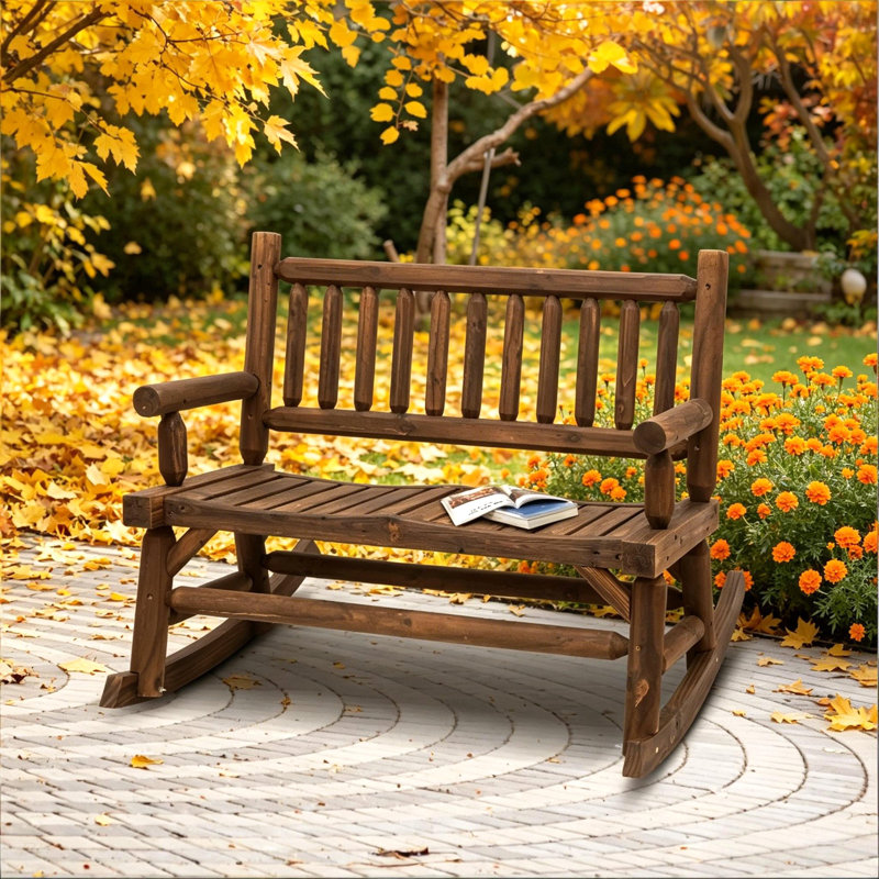 Causeuse arrière, chaise berçante en bois, banc berçant de jardin