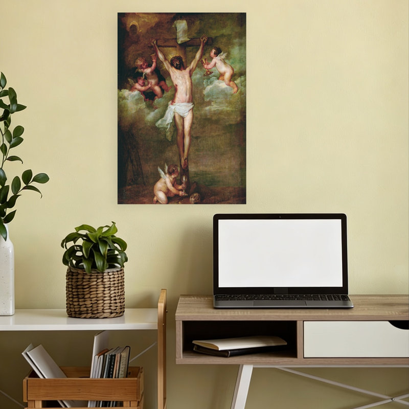 Christ Attended By Angels Holding Chalices Classic Contemporary Wall Art Print by Peter Paul Rubens - 1 Piece Wrapped Canvas Wall Art