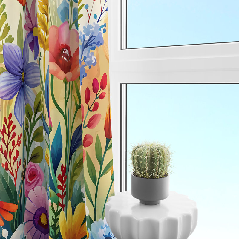 Rideaux de fenêtre lumineux et floraux, L 30 po x L 82 po