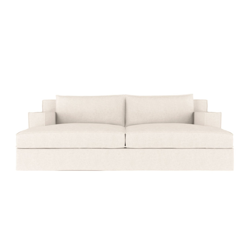 Mulberry Square Track-Arm Daybed with Flange Seam, Weathered, Plush Velvet Alabaster