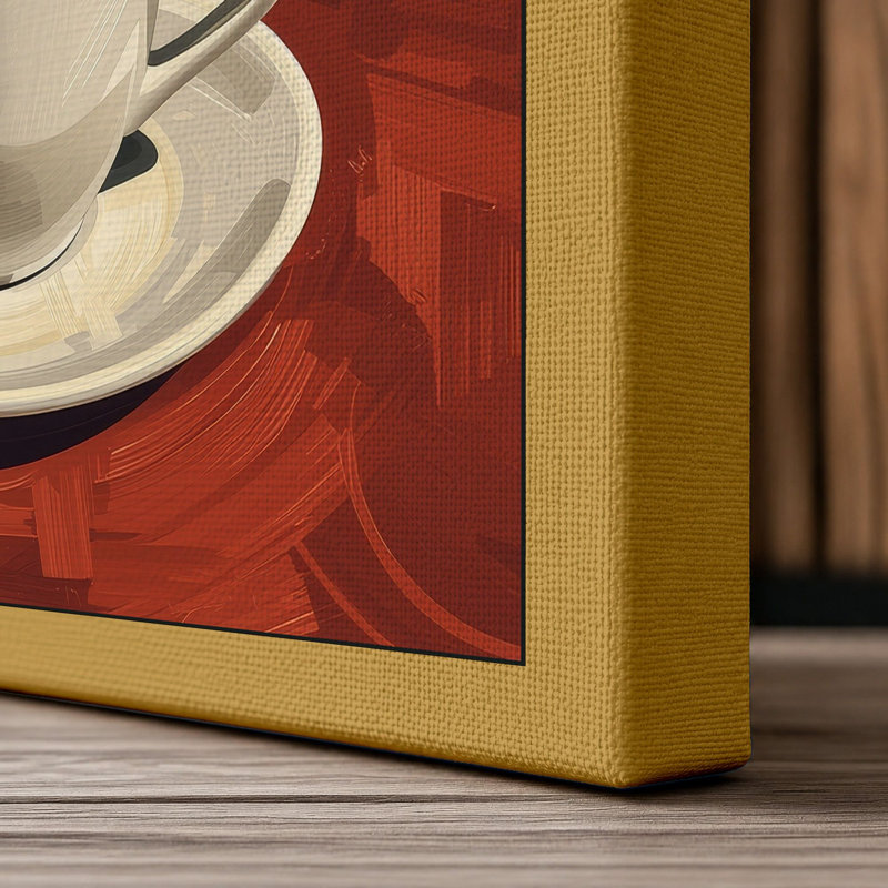 Coffee Cup Study Modern - Wrapped Canvas, 36x24 - 91.4 x 61.0 cm, Ochre Border
