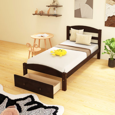 Structure de lit plateforme simple avec tiroir de rangement