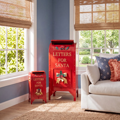 2-Piece Red Christmas Mailbox Holiday Accent Set