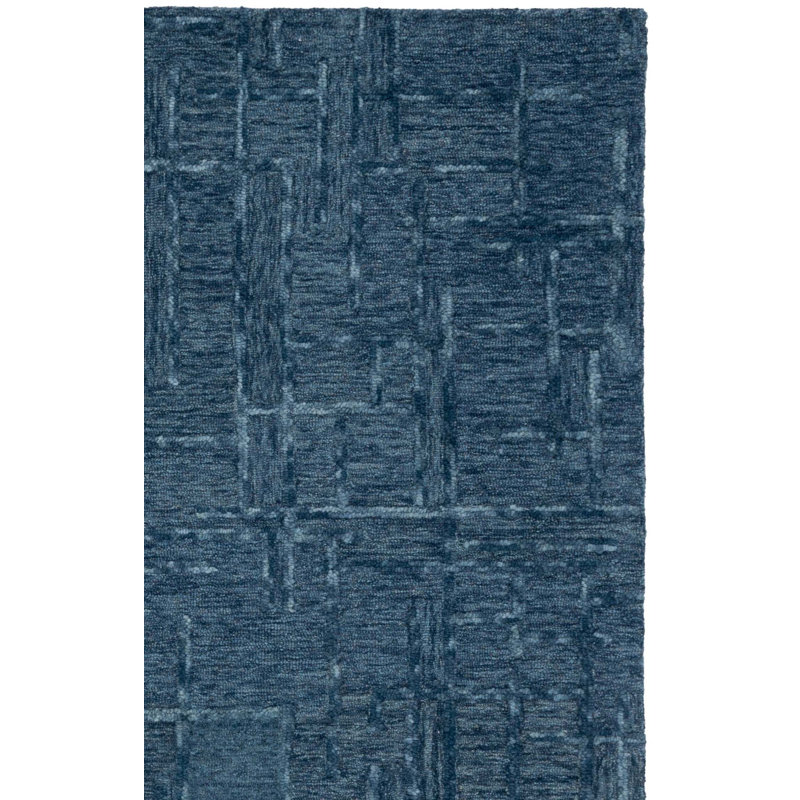 Tapis bleu marine en laine touffeté à la main Ephrona, Rectangle 4 pi x 6 pi