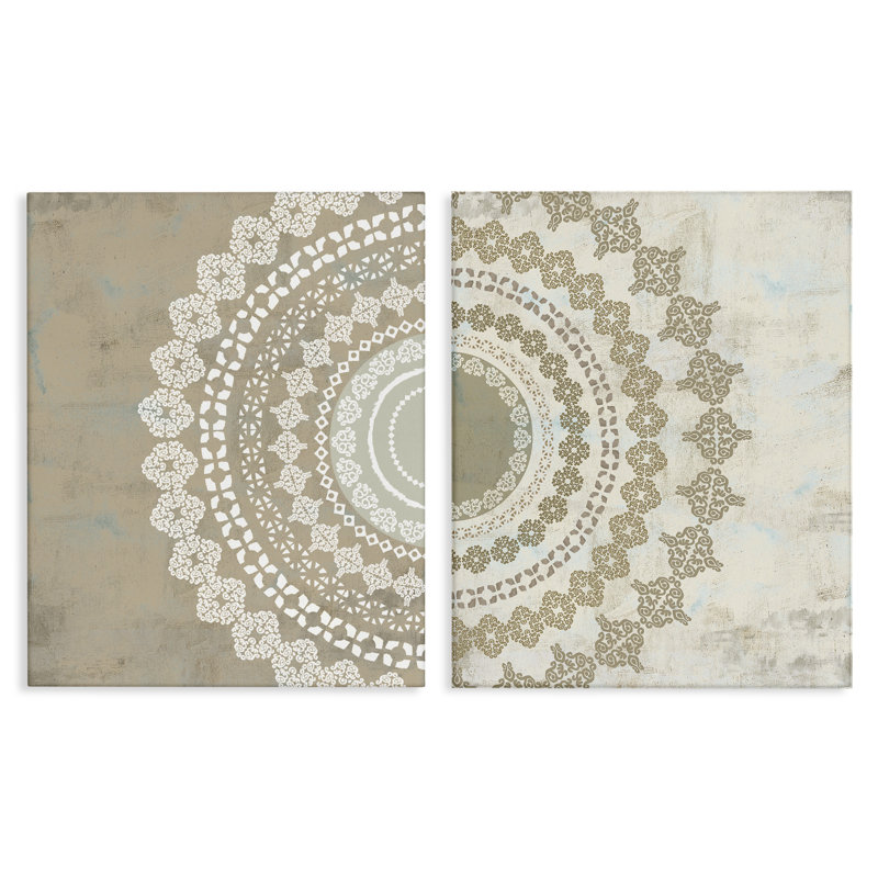 «Rustic Mandala Boho» par Sally Swatland, ensemble de 2 impressions, H 20 po x l 16 po