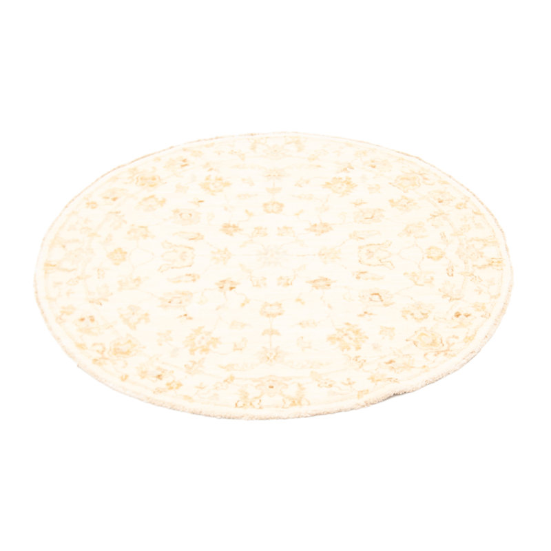 One-of-a-Kind 4'1" New Age Round Wool Area Rug in Cream