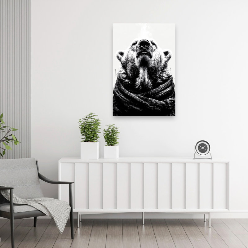 Ours polaire serein, art contemporain, H 36 po x l 24 po