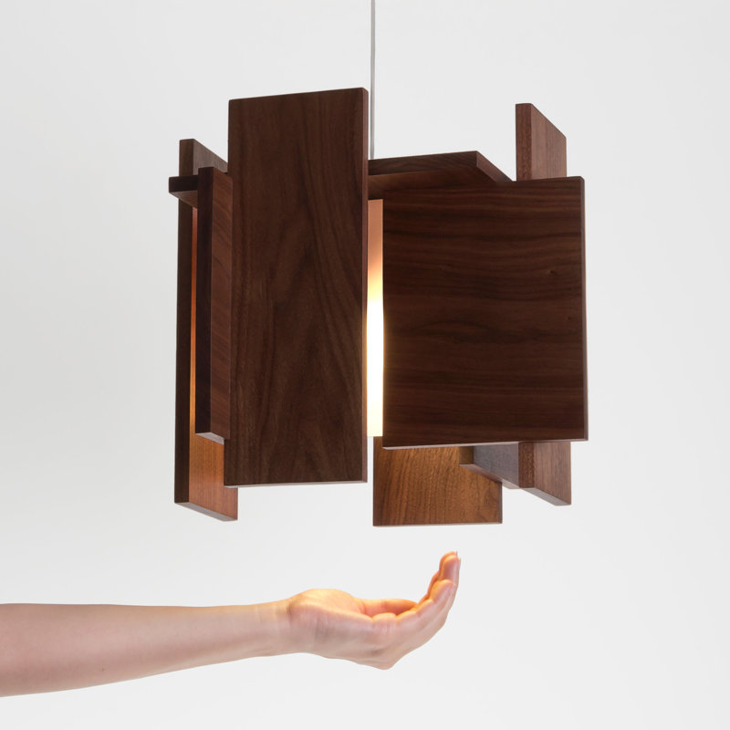 Abeo L 1 - Light LED Pendant, Dark Stained Walnut, Low Profile, 2700K (warm)