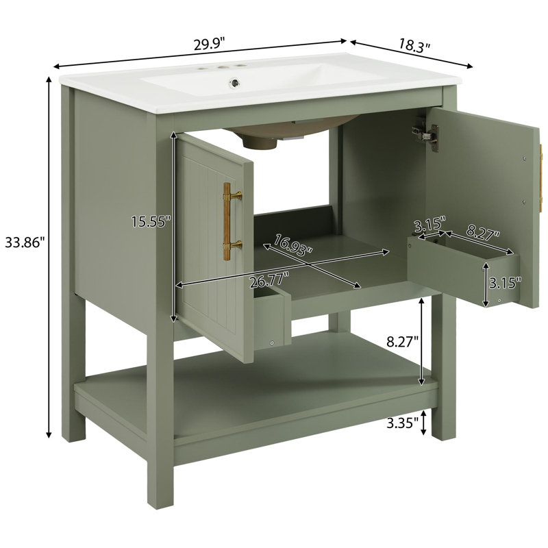 Base de meuble-lavabo simple 29,9 po seulement, Vert