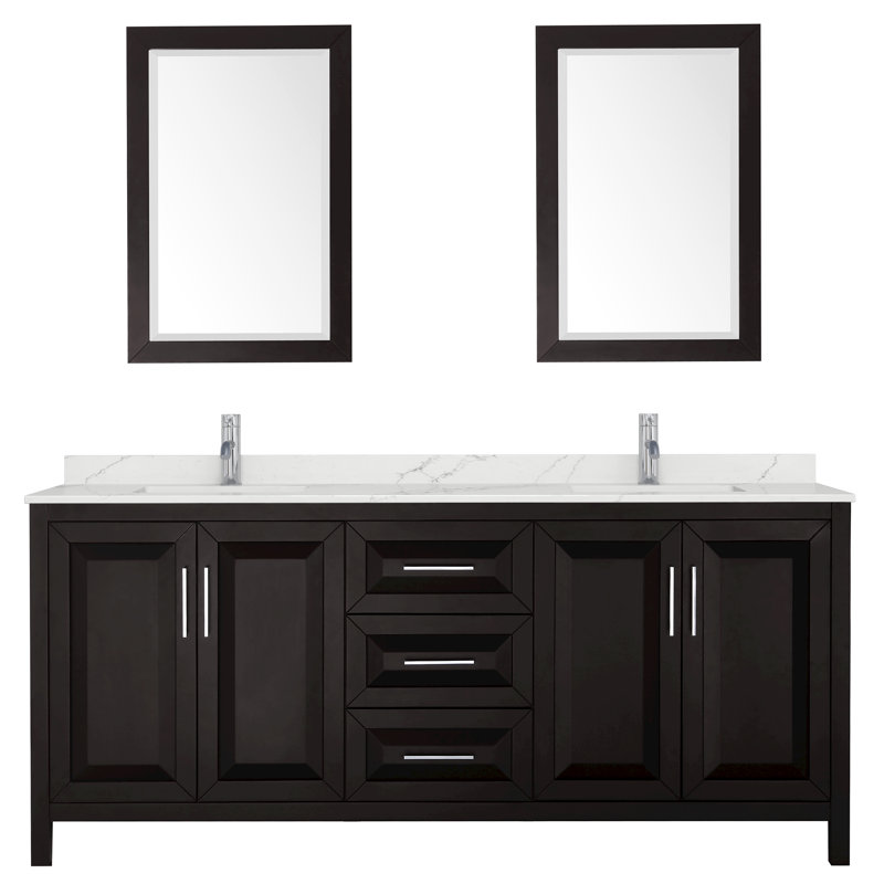 Daria 80'' W Vanity, Brown, Polished Chrome, White Quartz